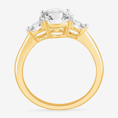 (G-H / Si1-Si2) Womens 3 3/4 CT. T.W. Lab Grown White Diamond 14K Gold Oval 3-Stone Engagement Ring