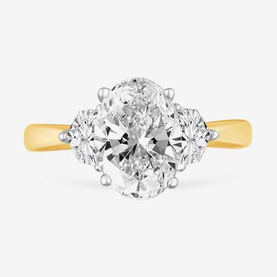 G-H / Si1-Si2) Womens 3 3/4 CT. T.W. Lab Grown White Diamond 14K Gold Oval 3-Stone Engagement Ring