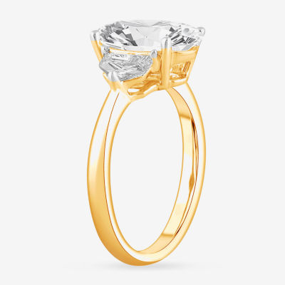 (G-H / Si1-Si2) Womens 3 3/4 CT. T.W. Lab Grown White Diamond 14K Gold Oval 3-Stone Engagement Ring