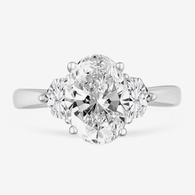 G-H / Si1-Si2) Womens 3 3/4 CT. T.W. Lab Grown White Diamond 14K Gold Oval 3-Stone Engagement Ring