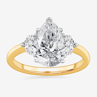 G-H / Si1-Si2) Womens 3 1/2 CT. T.W Lab Grown White Diamond 14K Gold Pear 3-Stone Engagement Ring