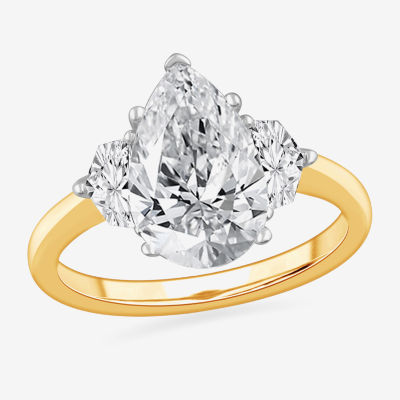 G-H / Si1-Si2) Womens 3 1/2 CT. T.W Lab Grown White Diamond 14K Gold Pear 3-Stone Engagement Ring