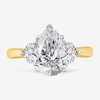 G-H / Si1-Si2) Womens 3 1/2 CT. T.W Lab Grown White Diamond 14K Gold Pear 3-Stone Engagement Ring