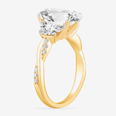 G-H / Si1-Si2) Womens 3 3/4 CT. T.W. Lab Grown White Diamond 14K Gold Oval 3-Stone Engagement Ring