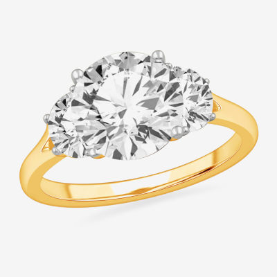 G-H / Si1-Si2) Womens 3 3/4 CT. T.W. Lab Grown White Diamond 14K Gold Round 3-Stone Engagement Ring