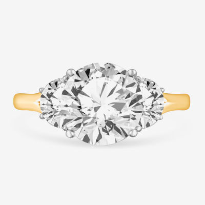 G-H / Si1-Si2) Womens 3 3/4 CT. T.W. Lab Grown White Diamond 14K Gold Round 3-Stone Engagement Ring