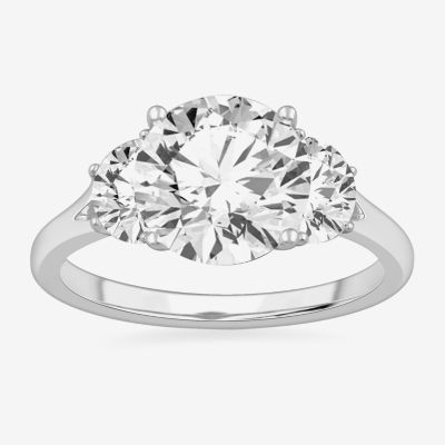 (G-H / Si1-Si2) Womens 3 3/4 CT. T.W. Lab Grown White Diamond 14K Gold Round 3-Stone Engagement Ring