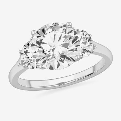 (G-H / Si1-Si2) Womens 3 3/4 CT. T.W. Lab Grown White Diamond 14K Gold Round 3-Stone Engagement Ring