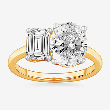 Toi et Moi Diamond & Pink Sapphire Engagement Ring by MDC Diamonds | White