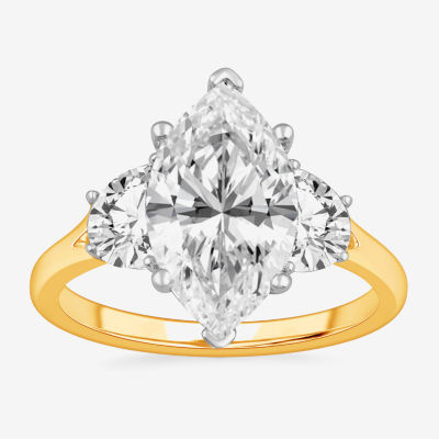 G-H / Si1-Si2) Womens 3 3/4 CT. T.W. Lab Grown White Diamond 14K Gold Marquise 3-Stone Engagement Ring