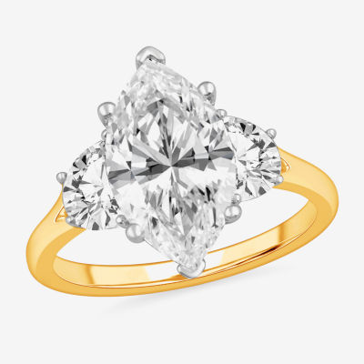 G-H / Si1-Si2) Womens 3 3/4 CT. T.W. Lab Grown White Diamond 14K Gold Marquise 3-Stone Engagement Ring