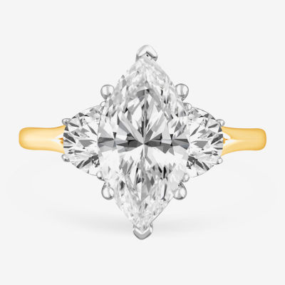 G-H / Si1-Si2) Womens 3 3/4 CT. T.W. Lab Grown White Diamond 14K Gold Marquise 3-Stone Engagement Ring
