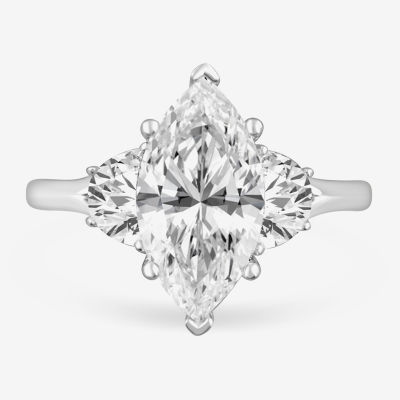 (G-H / Si1-Si2) Womens 3 3/4 CT. T.W. Lab Grown White Diamond 14K Gold Marquise 3-Stone Engagement Ring