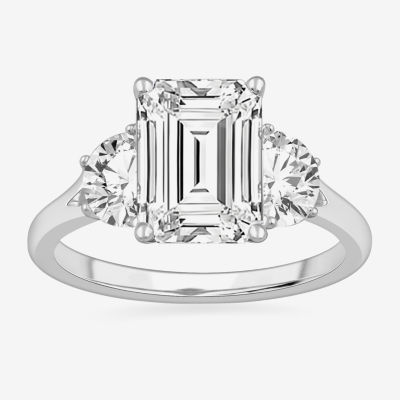 (G-H / Si1-Si2) Womens 3 3/4 CT. T.W. Lab Grown White Diamond 14K White Gold 3-Stone Engagement Ring
