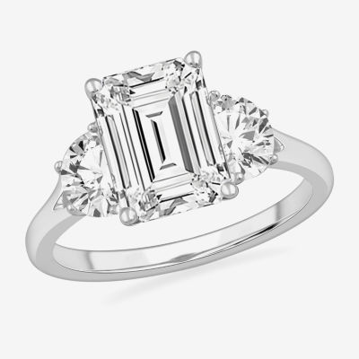 (G-H / Si1-Si2) Womens 3 3/4 CT. T.W. Lab Grown White Diamond 14K White Gold 3-Stone Engagement Ring
