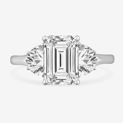 (G-H / Si1-Si2) Womens 3 3/4 CT. T.W. Lab Grown White Diamond 14K White Gold 3-Stone Engagement Ring
