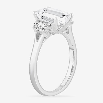 (G-H / Si1-Si2) Womens 3 3/4 CT. T.W. Lab Grown White Diamond 14K White Gold 3-Stone Engagement Ring