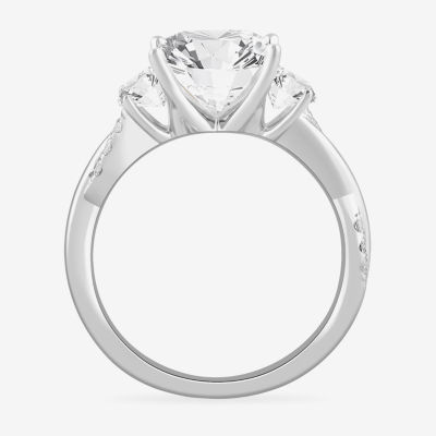 (G-H / Si1-Si2) Womens 3 3/4 CT. T.W. Lab Grown White Diamond 14K White Gold 3-Stone Engagement Ring