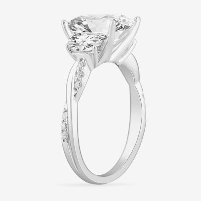 (G-H / Si1-Si2) Womens 3 3/4 CT. T.W. Lab Grown White Diamond 14K White Gold 3-Stone Engagement Ring