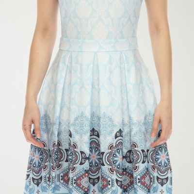 White Mark Womens Sleeveless Paisley Fit + Flare Dress