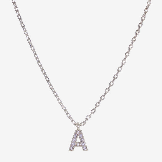 Sparkle Allure Initial Cubic Zirconia Pure Silver Over Brass 16 Inch Link Pendant Necklace