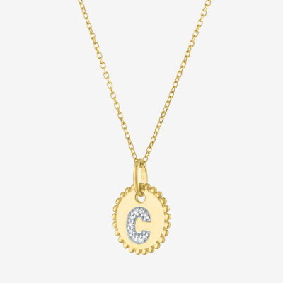 Diamond Addiction Intial Womens Diamond Accent Natural White Diamond 10K Gold Pendant Necklace