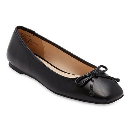 Liz Claiborne Flushing Womens Square Closed Toe Ballet Flats, 6 Medium, Black