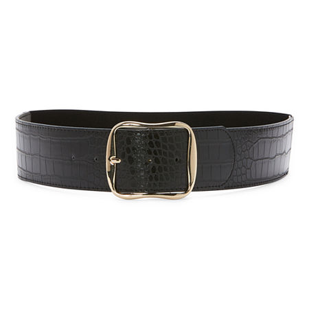 Worthington Wide Center Bar Crocodile Womens Belt, Medium-large, Black