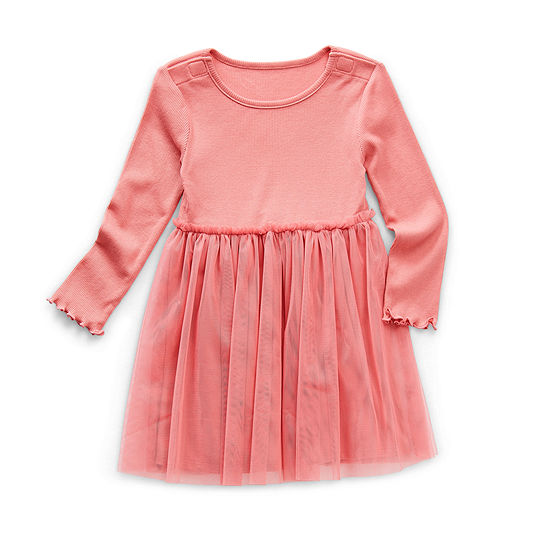 Okie Dokie Toddler Girls Easy-on + Easy-off Long Sleeve Tutu Dress