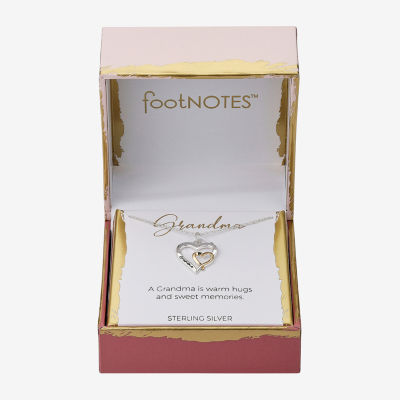 Footnotes Grandma Sterling Silver 16 Inch Link Heart Pendant Necklace
