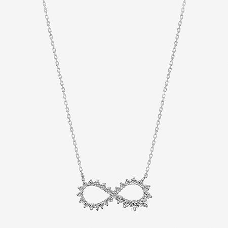 Footnotes Womens Cubic Zirconia Sterling Silver Infinity 16 Inch Pendant Necklace, One Size
