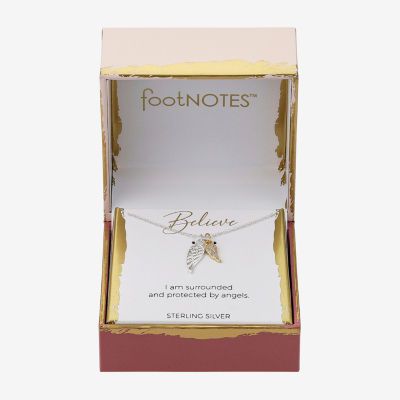 Footnotes Womens Cubic Zirconia Sterling Silver Wing Pendant Necklaces
