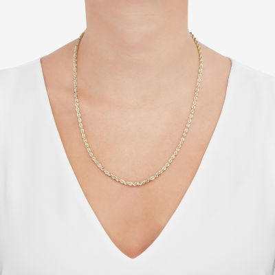 10K Gold 22 Inch Hollow Rope Chain Necklace