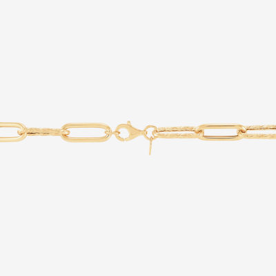 Made in Italy 14K Gold 8 Inch Hollow Paperclip Chain Bracelet