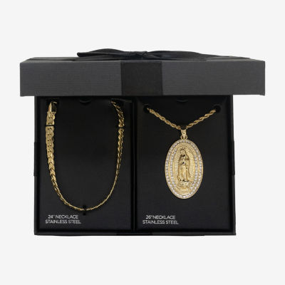 Mens Stainless Steel Oval Jewelry Set