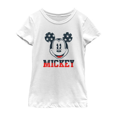 Disney Collection Little & Big Girls Crew Neck Short Sleeve Mickey and Friends Mickey Mouse Graphic T-Shirt