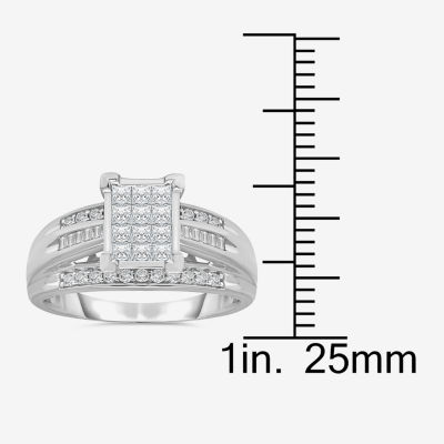 Womens 1/2 CT. T.W. Mined White Diamond 14K Gold Side Stone Engagement Ring