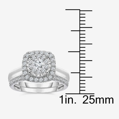 (I / I1) Womens 1 CT. T.W. Lab Grown White Diamond 10K Gold Cushion Solitaire Engagement Ring