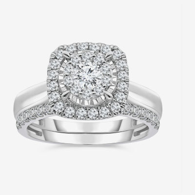 (I / I1) Womens 1 CT. T.W. Lab Grown White Diamond 10K Gold Cushion Solitaire Engagement Ring