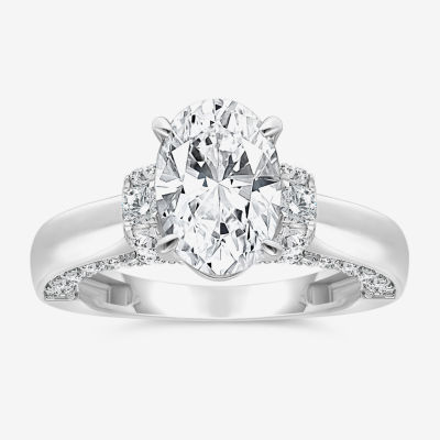 I / I1) Womens CT. T.W. Lab Grown White Diamond 10K Gold or 14K Oval Solitaire Engagement Ring