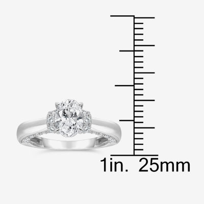 (I / I1) Womens 2 CT. T.W. Lab Grown White Diamond 10K Gold or 14K Gold Oval Solitaire Engagement Ring
