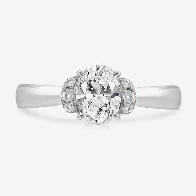 (I / I1) Womens 2 CT. T.W. Lab Grown White Diamond 10K Gold or 14K Gold Oval Solitaire Engagement Ring