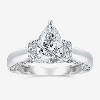 0.75 - 1.50 CTW 14K Prong Setting Pear Shaped Lab Grown Diamond Engagement Ring - Kylie 14K White Gold / 1.50 CTW