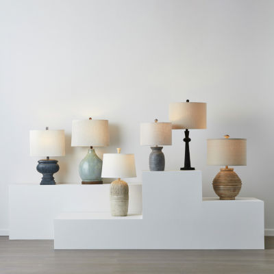 Collective Design By Stylecraft Round Stacked Wood Table Lamp