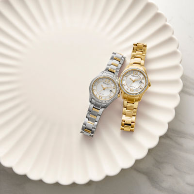 Citizen Womens Crystal Accent Two Tone Stainless Steel Bracelet Watch Fe1146-71a