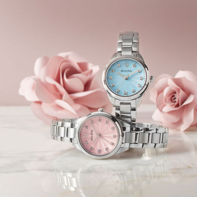 Bulova Dress/Classic Womens Diamond Accent Silver Tone Stainless Steel Bracelet Watch 96p250