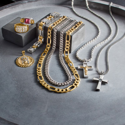 2本セット　plussound gold silver Type 6Litz Mens Sterling SIlver & 18K Gold Over Silver Crucifix Cross Pendant