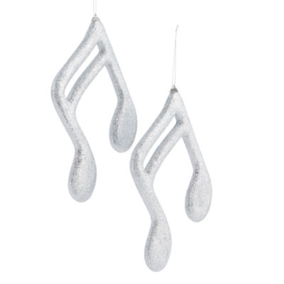 North Pole Trading Co. Oversized Silver Beam Note Set 2-pc. Christmas Ornament