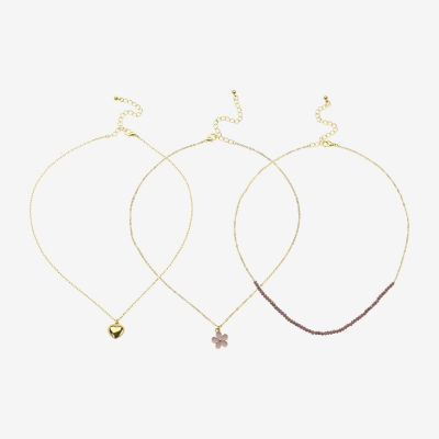 Arizona Womens Flower Heart 3-pc. Necklace Set