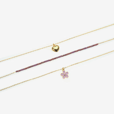 Arizona Womens Flower Heart 3-pc. Necklace Set